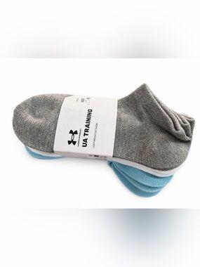 Under Armour Lightweight No-Show Socks - Gray & Light Blue